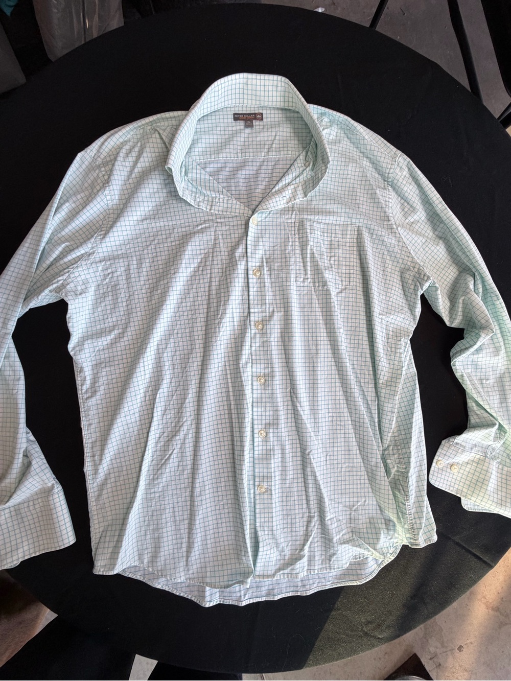 Peter Millar Summer Comfort Men’s XL Aqua Check Performance Button Down Shirt